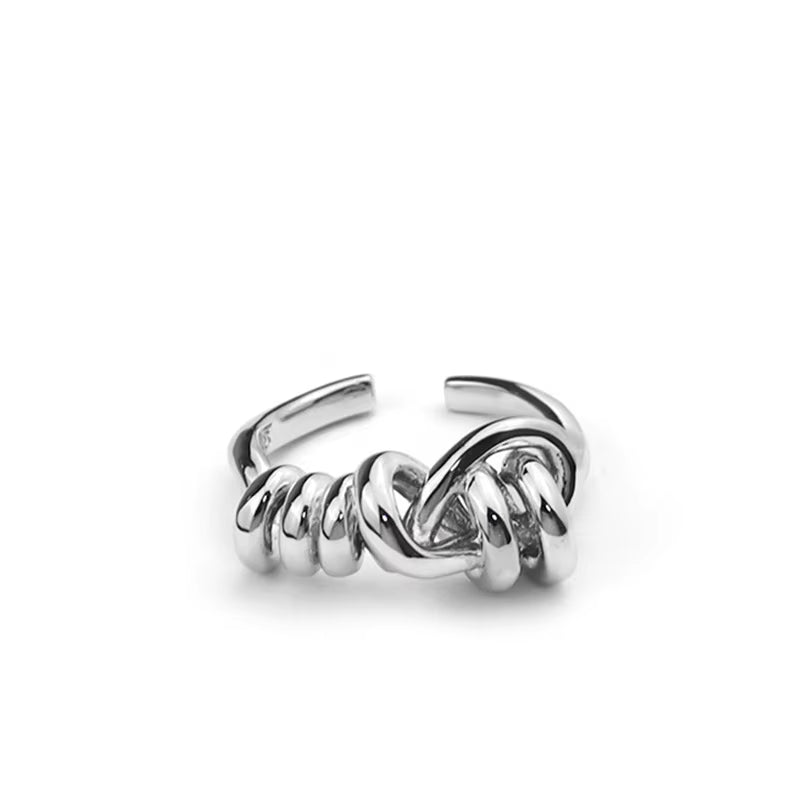 Silver Color Woven Winding Rings for Women Line Knotted Opening Finger Ring Jewelry Creative