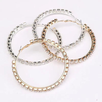 Exaggerated Rhinestone Super Big Square round Hoop Earrings for Women Luxury Crystal Oversized Large Circle Rectangular Earrings