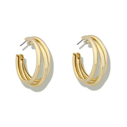 Gold/Silver Color Multi Hoops Earrings for Women Simple Three Circle Hoop Earrings Bohemia Geometric round Earrings