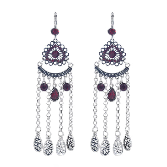 Vintage Indian Oxidized Silver Color Metal Jhumka Earring for Women Boho Gypsy Turkish Pendientes Festival Party Jewelry Gift