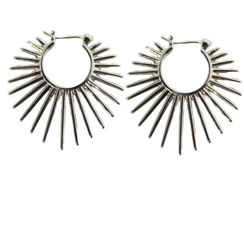 Metal Exaggerated Fan-Shaped Earrings for Women with Geometric Irregularly Shaped Earrings and Jewelry Accessories Gift