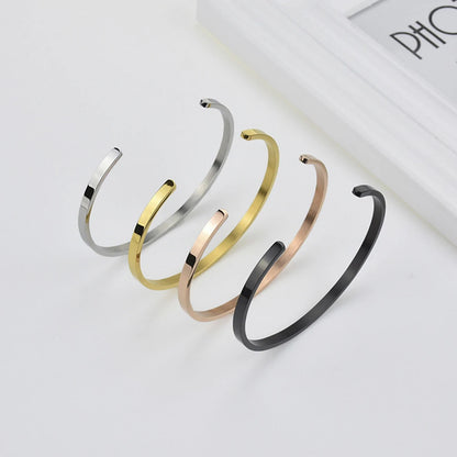 Delicate 4Mm Thin Charm Open Cuff Bangles Stainless Steel Elegant Gold Color Black Rose Gold Men Women Quality Bracelets Gift