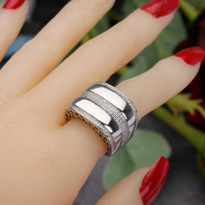 Frosted Finger Ring Cross Line Cubic Zirconia Steel Emery Women Fashion Ring Pretty Bridal Jewelry Accessories