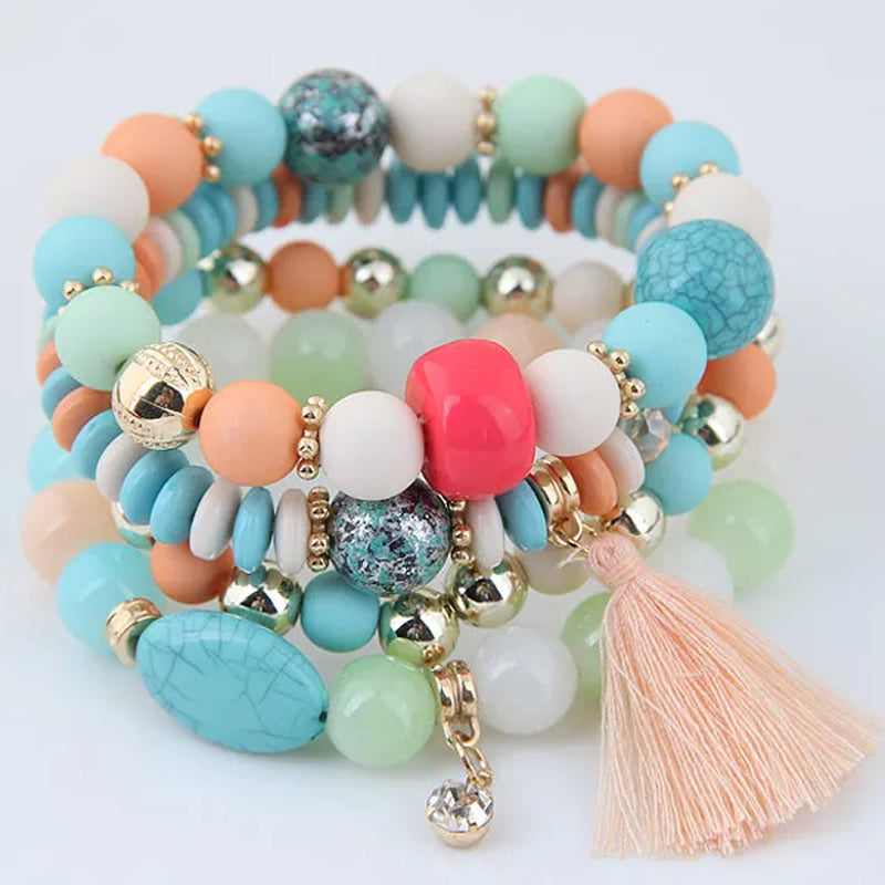 Charm Bracelets for Women Jewelry Rose Flower Multi-Layer Wrap Flower Bracelets & Bangles Vintage Pulseras Mujer Pulseiras Femme