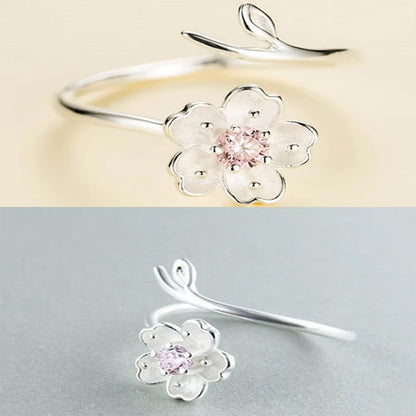 New Fashion Silver Color Poetic Daisy Cherry Blossom Finger Ring for Women Engagement Fashion Jewelry