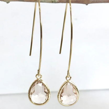 Champagne Drop Earrings Bridesmaid. Gift Wedding Drop Earrings