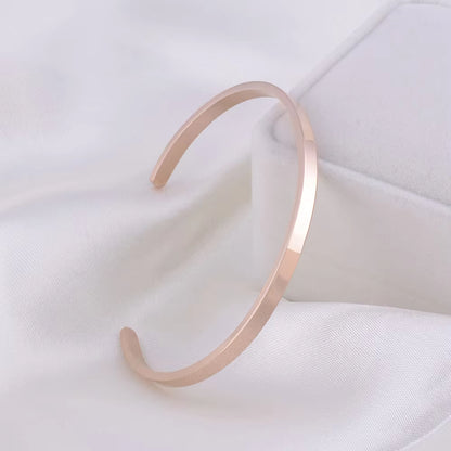 Delicate 4Mm Thin Charm Open Cuff Bangles Stainless Steel Elegant Gold Color Black Rose Gold Men Women Quality Bracelets Gift