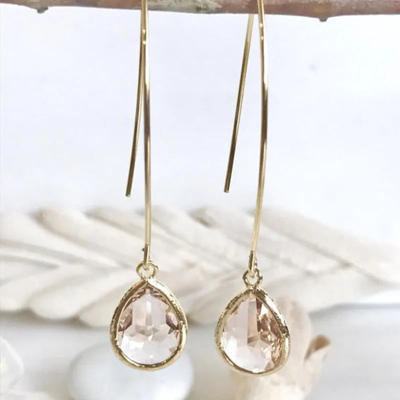 Champagne Drop Earrings Bridesmaid. Gift Wedding Drop Earrings