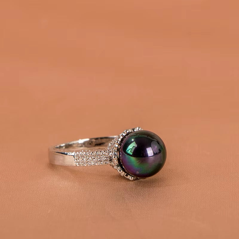 Cellacity Women Ring Silver 925 Jewelry Finger Ring with Black Color Pear Gemstones Wedding Party Wholesale Gift Size 6-10