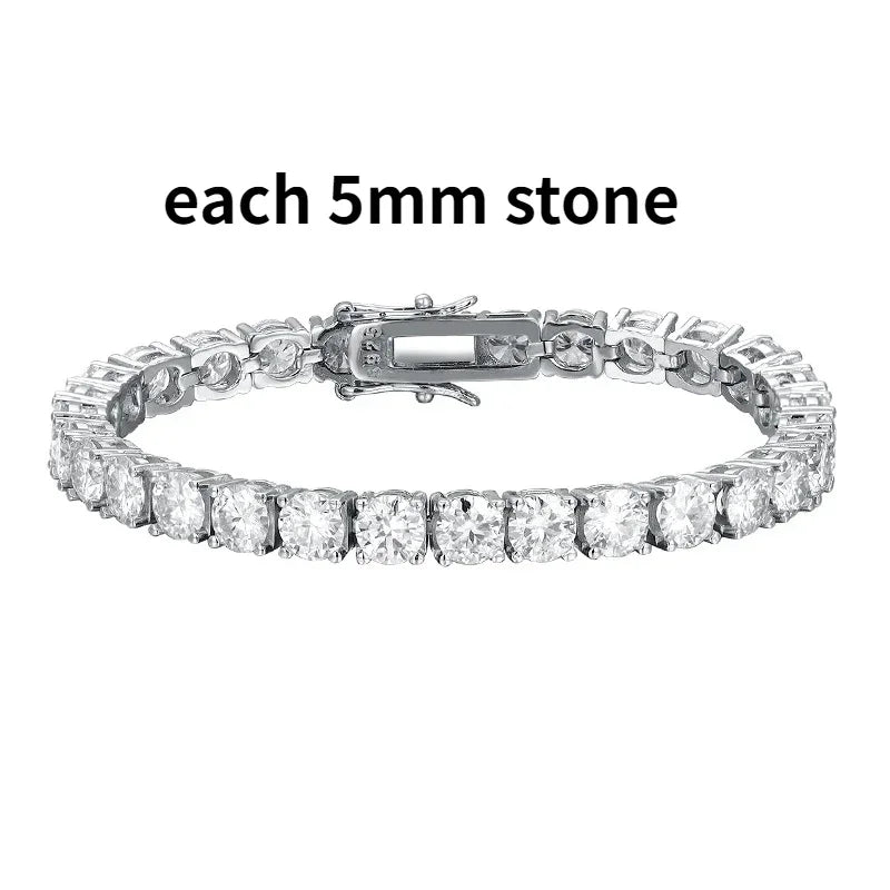 2-6.5Mm Real Moissanite Tennis Bracelet for Women Christmas Gift Platinum Plated 100% 925 Sterling Silver Wedding Jewelry