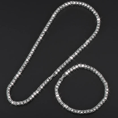 4Mm 1 Row Shiny Tennis Chain Necklace Men Hip Hop Iced Out Bling CZ Necklace Jewelry Gold Silver Color Charm Gift 2021