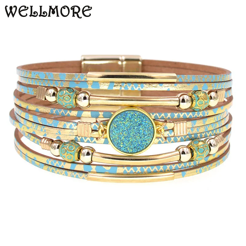 Women Bracelets Bohemia Bracelets Fashion Wrap Bracelet Leather Bracelets for Women Female Jewelry Wholesale