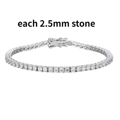 2-6.5Mm Real Moissanite Tennis Bracelet for Women Christmas Gift Platinum Plated 100% 925 Sterling Silver Wedding Jewelry