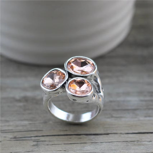 Design Fashion Jewelry Vintage Color Antique Silver Plated round Square Women Finger Ring French Spain Gift LOW0074AR