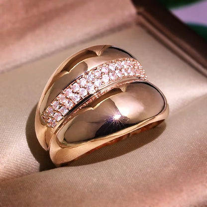 2021 Female S925 Silver Geometric Finger Ring Unique Style Rose Gold Engagement Finger Vintage Wedding Gift Jewelry for Women