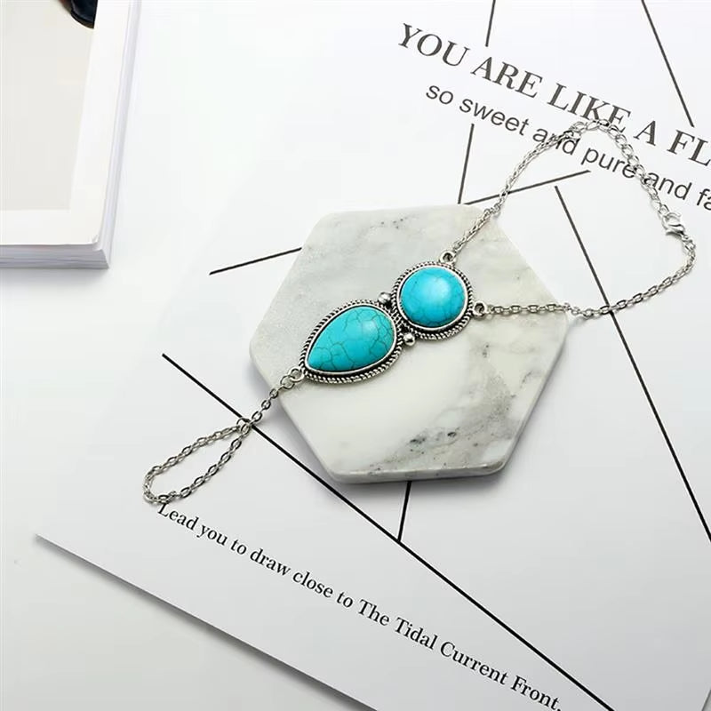 2020 New Bohemian Fashion Jewelry Chain Linked Finger Loop Bracelet Elegant Women'S Wire Hand Harness Ring Bracelet Gift