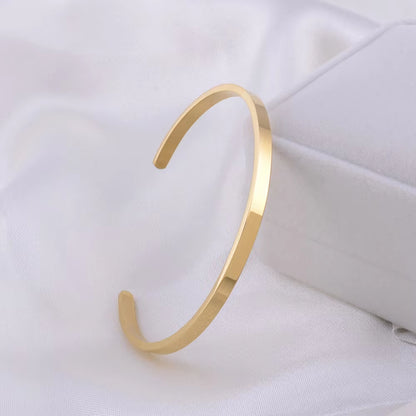 Delicate 4Mm Thin Charm Open Cuff Bangles Stainless Steel Elegant Gold Color Black Rose Gold Men Women Quality Bracelets Gift