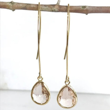 Champagne Drop Earrings Bridesmaid. Gift Wedding Drop Earrings