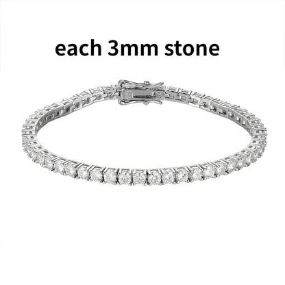 2-6.5Mm Real Moissanite Tennis Bracelet for Women Christmas Gift Platinum Plated 100% 925 Sterling Silver Wedding Jewelry