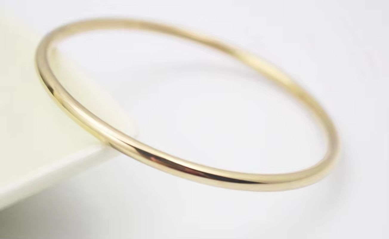 Women Fashion Jewelry Stainless Steel Simple round Bangle Classic Golden Bangle Bracelets