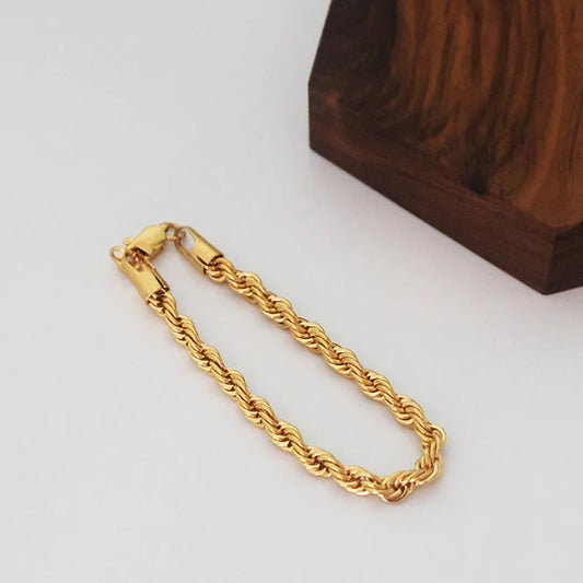 5Mm Thick Twisted Cable Chain Bracelets Gold Color Chunky Rope Bracelets for Women Vintage Bracelet 2020 Hot Jewelry