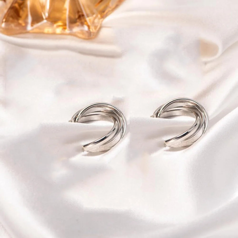 2021 Fashion Geometric C Shape Hoop Clip on Earrings Mosquito Coil Swirl Earrings for Women No Pierced Ear Clip New