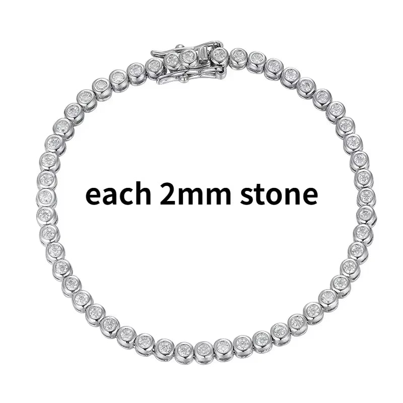 2-6.5Mm Real Moissanite Tennis Bracelet for Women Christmas Gift Platinum Plated 100% 925 Sterling Silver Wedding Jewelry