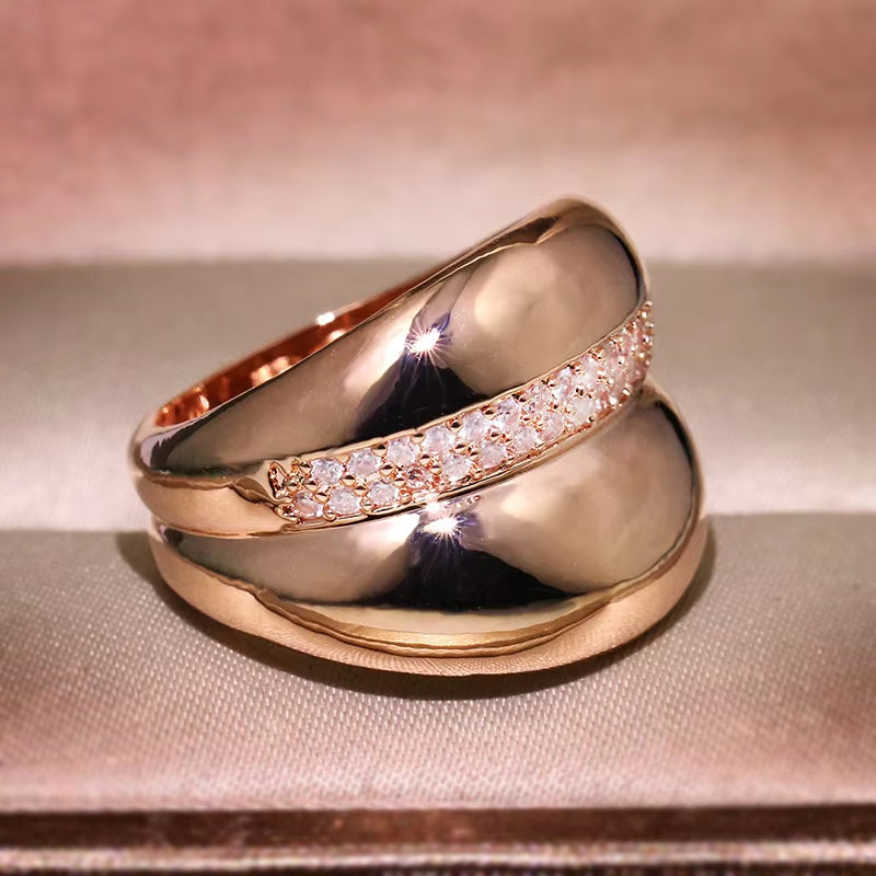 2021 Female S925 Silver Geometric Finger Ring Unique Style Rose Gold Engagement Finger Vintage Wedding Gift Jewelry for Women