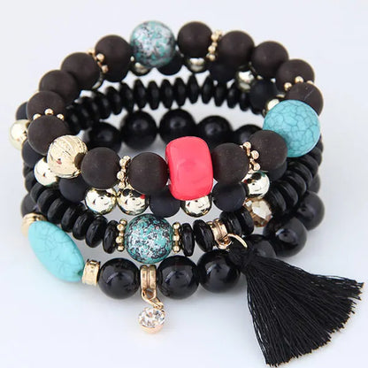 Charm Bracelets for Women Jewelry Rose Flower Multi-Layer Wrap Flower Bracelets & Bangles Vintage Pulseras Mujer Pulseiras Femme