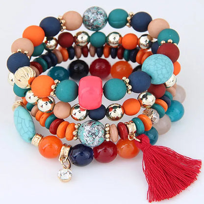 Charm Bracelets for Women Jewelry Rose Flower Multi-Layer Wrap Flower Bracelets & Bangles Vintage Pulseras Mujer Pulseiras Femme