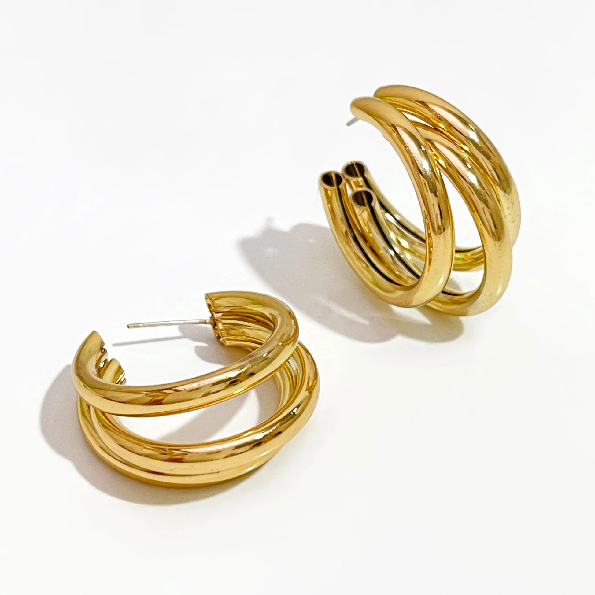 Gold/Silver Color Multi Hoops Earrings for Women Simple Three Circle Hoop Earrings Bohemia Geometric round Earrings