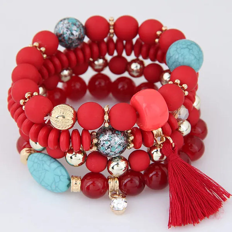 Charm Bracelets for Women Jewelry Rose Flower Multi-Layer Wrap Flower Bracelets & Bangles Vintage Pulseras Mujer Pulseiras Femme