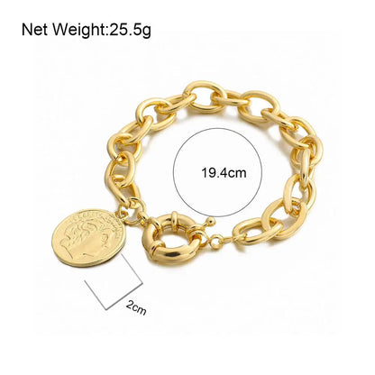 2020 New Gold Color Charm Chain Wrist Jewelry Bracelets for Women Men Fashion Copper Alloy Bracelets Fashion Hot Sale