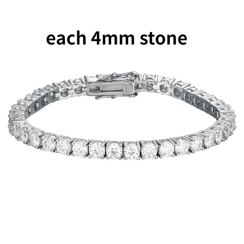 2-6.5Mm Real Moissanite Tennis Bracelet for Women Christmas Gift Platinum Plated 100% 925 Sterling Silver Wedding Jewelry