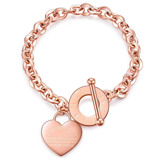 Stainless Steel Heart Bracelets for Women Party Gift Fashion Chain Charm Bracelets Jewelry Wholesale 1191