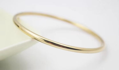 Women Fashion Jewelry Stainless Steel Simple round Bangle Classic Golden Bangle Bracelets