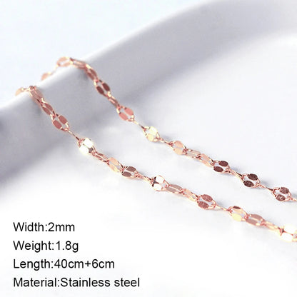 Water Wave Chain Stainless Steel Gold Color Chain Necklace for Women Long Chain Choker Clavicle Necklace Do Not Fade Jewelry