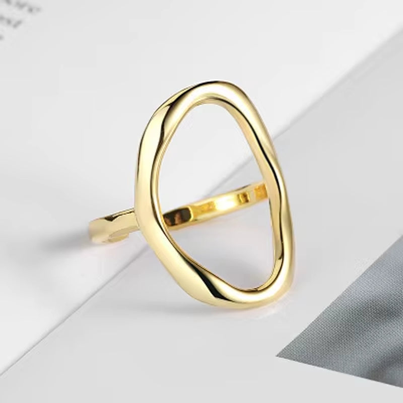 Gold Color Statement Dome Ring for Women Big Large Open Finger Ring Adjustable Chunky Wide Ring Jewelry New Hot