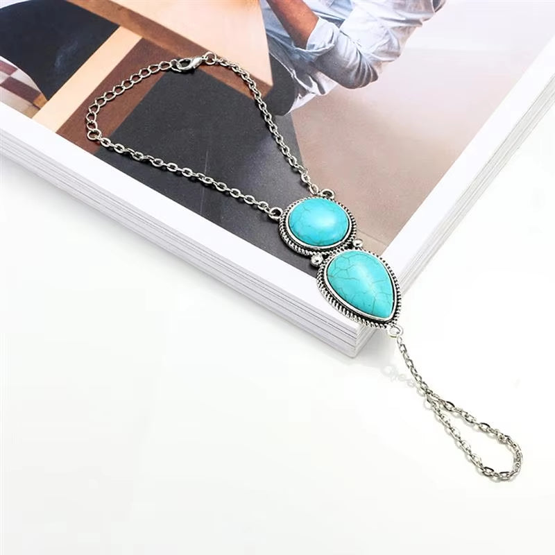 2020 New Bohemian Fashion Jewelry Chain Linked Finger Loop Bracelet Elegant Women'S Wire Hand Harness Ring Bracelet Gift