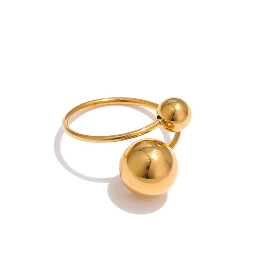 Stainless Steel Ball Adjustable Ring Statement Golden Metal Trendy Finger Ring Jewelry Bague Acier Inoxydable New Gift