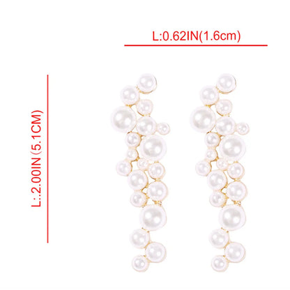 New Arrival Imitation Pearl Long Drop Earrings Jewelry for Women Geometric Pearls Statement Dangle Earrings Wedding Accessories