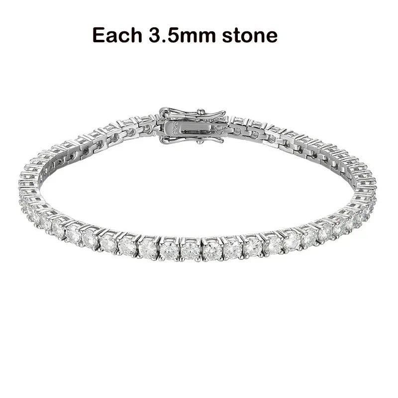 2-6.5Mm Real Moissanite Tennis Bracelet for Women Christmas Gift Platinum Plated 100% 925 Sterling Silver Wedding Jewelry