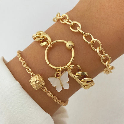 Bohemian Bracelets for Women Metal Gold Color Pearl Bracelet Heart Bracelets Set Pack Luxury Fashion Jewelry Accessories