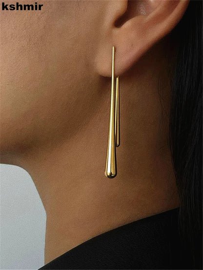 New Simple Design Fashion Irregular Long Earrings a Variety of Wear Method Neutral Earrings Accessories Gift