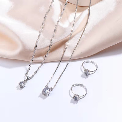 Luxury Women Ring Necklace Earrings Rhinestone Bracelet Female Casual Ladies Jewelry Set